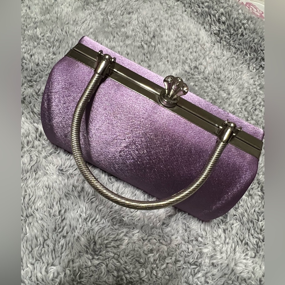 Source Unknown Lavender Clutch With Metallic Hand… - image 1
